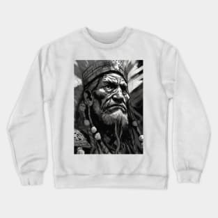 Ayahuasca And the Old Shaman Black and White Crewneck Sweatshirt